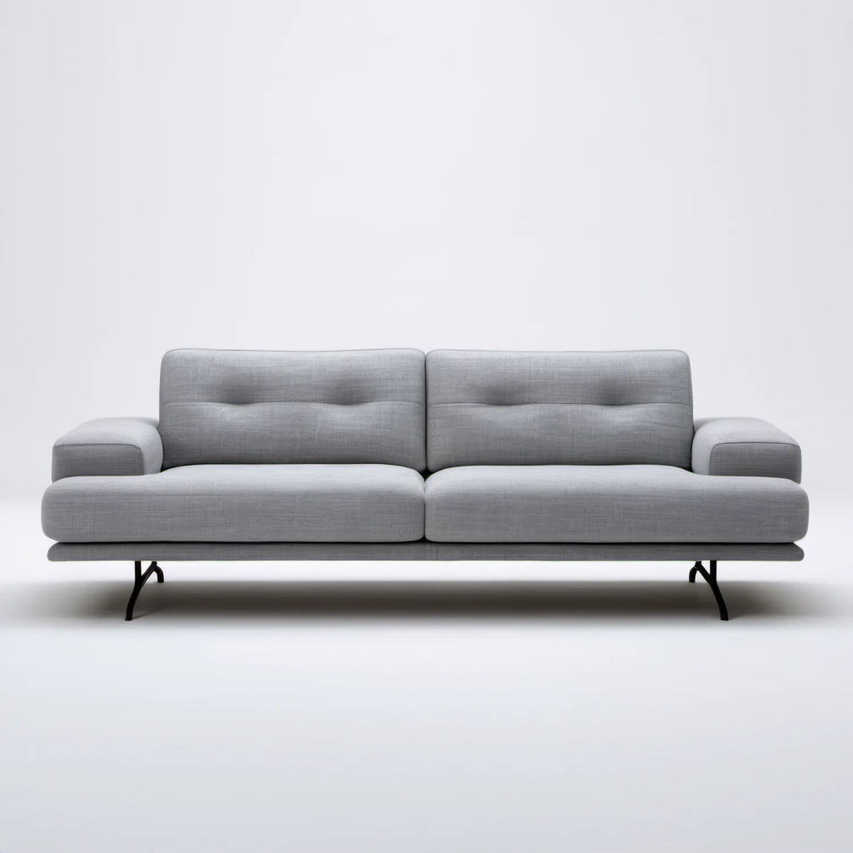 Sofa 3-osobowa z tkaniny poliestrowej jasnoszara/czarna 220 x 90 x 85 cm