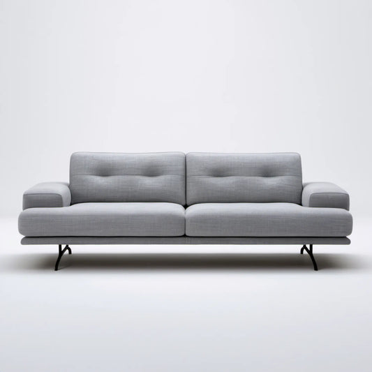 Sofa 3-osobowa z tkaniny poliestrowej jasnoszara/czarna 220 x 90 x 85 cm