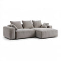 Szara sofa narożna z szezlongiem po prawej stronie, sztruks poliestrowy, 280 × 170 × 85 cm