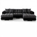 Modułowa sofa w kształcie U z dwoma szezlongami, ciemnoszaro-czarna, 320 × 210 × 88 cm