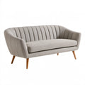 Dwuosobowa sofa retro jasnoszara z brązowymi nogami, 150 x 78 x 82 cm