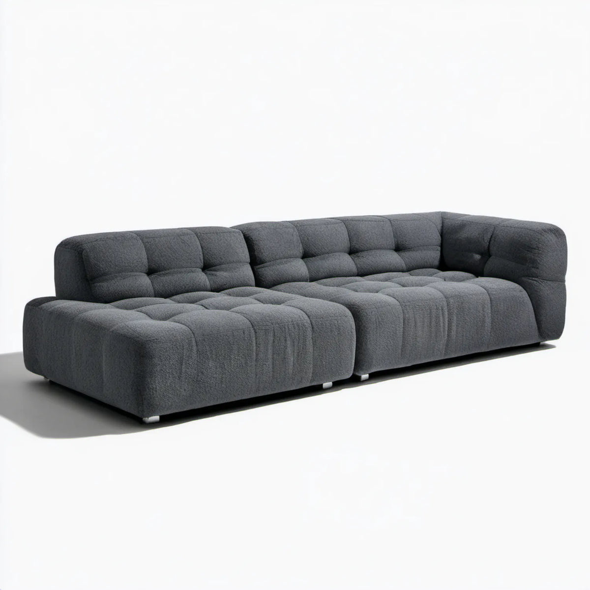 Modułowa sofa narożna w kształcie L z lewostronnym szezlongiem, grafitowa, 330 × 170 × 75 cm