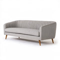 Trzyosobowa sofa tapicerowana jasnoszara z brązowymi nogami, 180 x 82 x 78 cm