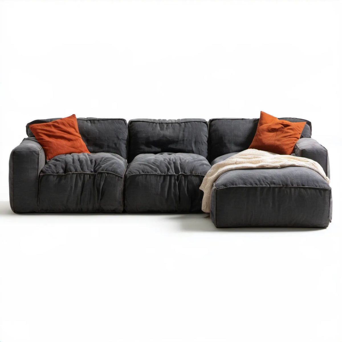 Grafitowa modułowa sofa narożna z szezlongiem, aksamit poliestrowy, 330 x 170 x 85 cm