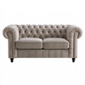 Dwuosobowa sofa Chesterfield z weluru poliestrowego Taupe 180 x 90 x 75 cm