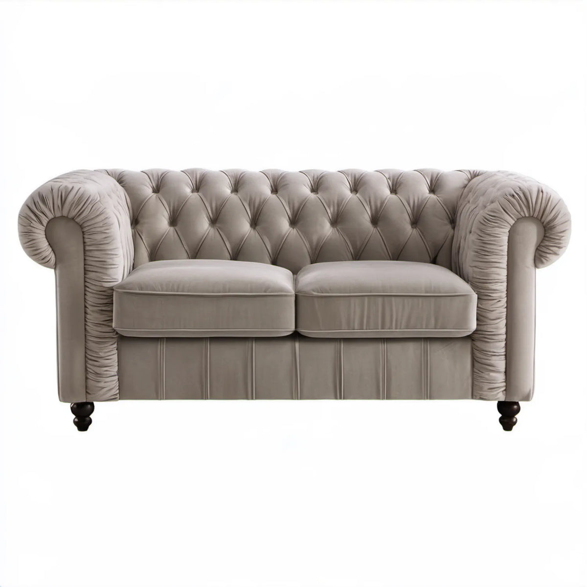 Dwuosobowa sofa Chesterfield z weluru poliestrowego Taupe 180 x 90 x 75 cm