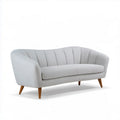 Dwuosobowa sofa jasnoszara z brązowymi drewnianymi nogami 160 x 78 x 78 cm
