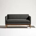 Dwuosobowa sofa grafitowo-brązowa z tapicerką poliestrową, 140 x 80 x 82 cm