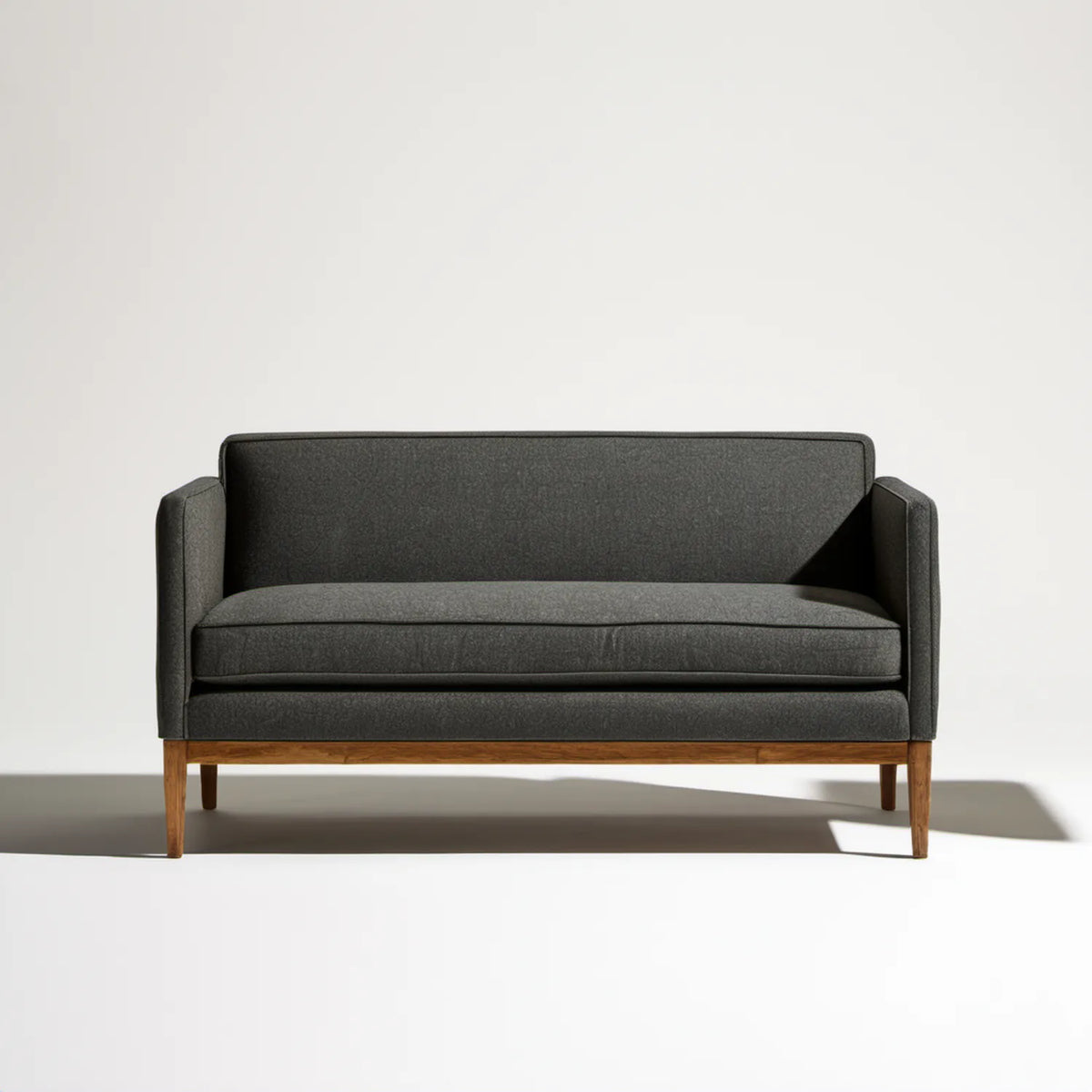 Dwuosobowa sofa grafitowo-brązowa z tapicerką poliestrową, 140 x 80 x 82 cm