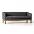 Dwuosobowa sofa grafitowa z brązowymi nogami, 150 x 80 x 75 cm