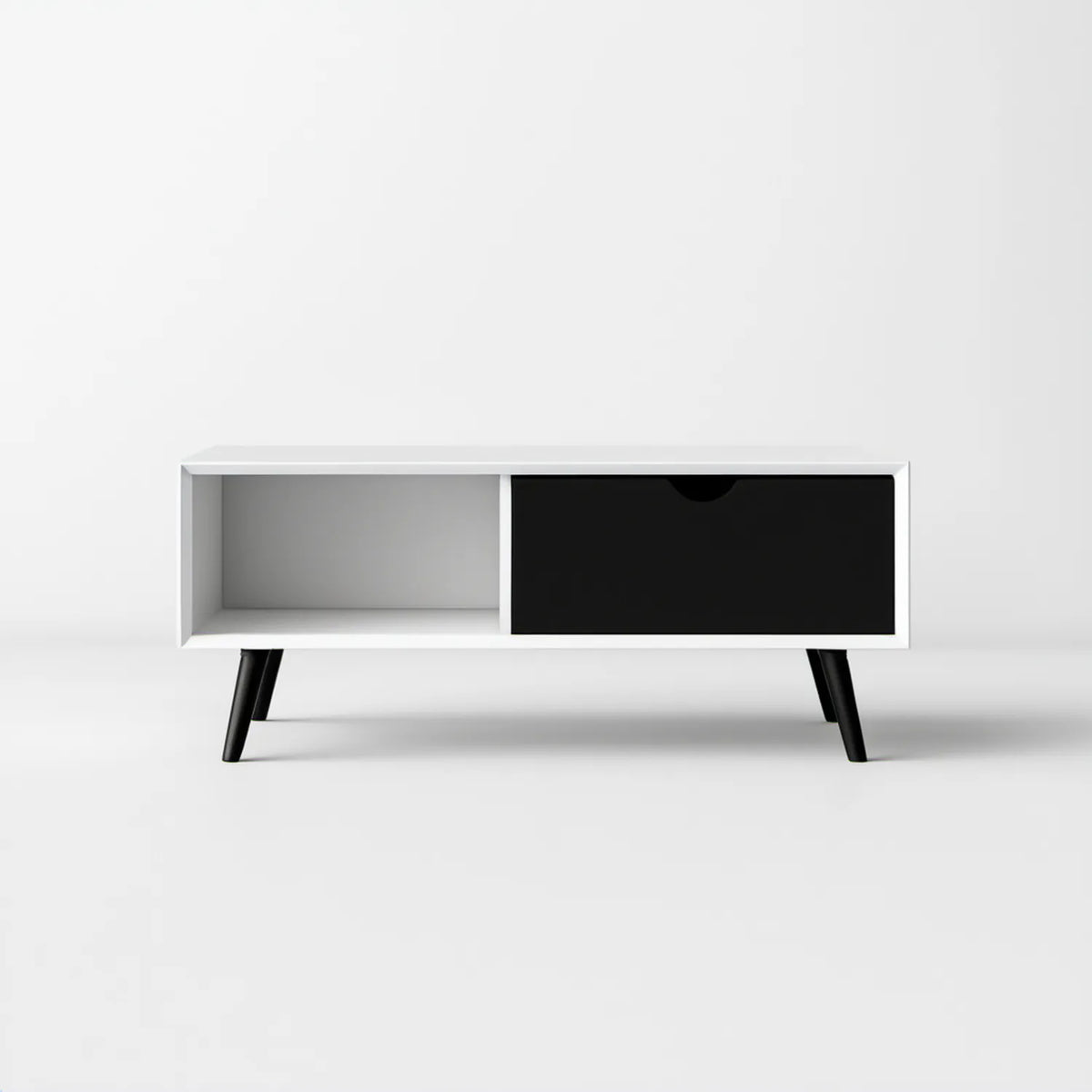 Prostokątny stolik kawowy biało-czarny z MDF, 100 × 40 × 50 cm