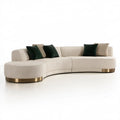Kremowa łukowa sofa 3-osobowa ze złotą podstawą 330 x 110 x 75 cm