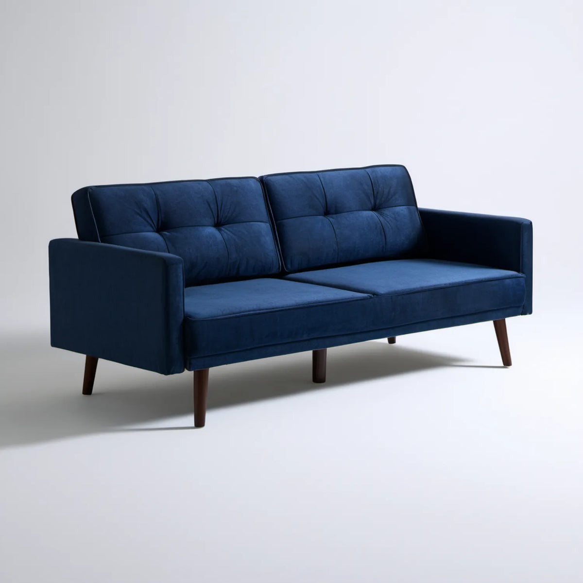 Sofa dwuosobowa granatowa z pikowanym oparciem, 180 x 82 x 86 cm