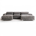 Trzymodułowa sofa 3-osobowa z szarego sztruksu, 300 × 110 × 82 cm