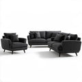 Zestaw wypoczynkowy 3+1+1 ciemnoszary z czarnymi nogami, sofa 220 x 92 x 85 cm