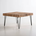 Kwadratowy stolik kawowy z litego drewna akacjowego i stali, naturalny/czarny, 80 x 80 x 45 cm