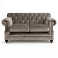 Dwuosobowa sofa Chesterfield z aksamitną tapicerką szarobrązowa 170 x 90 x 78 cm