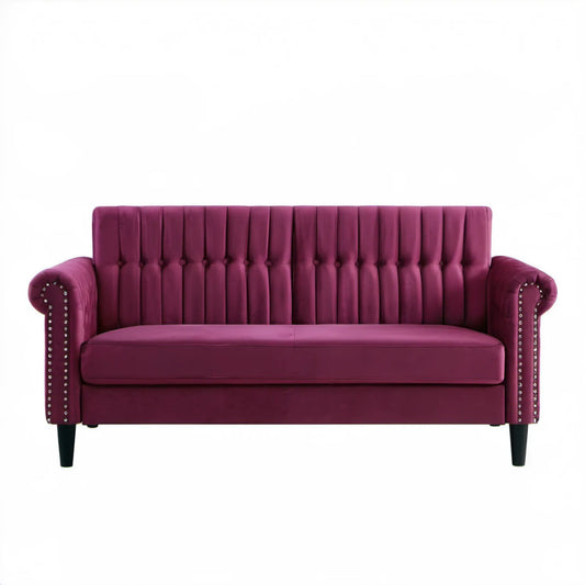 Dwuosobowa sofa aksamitna bordowa 140 x 84 x 96 cm