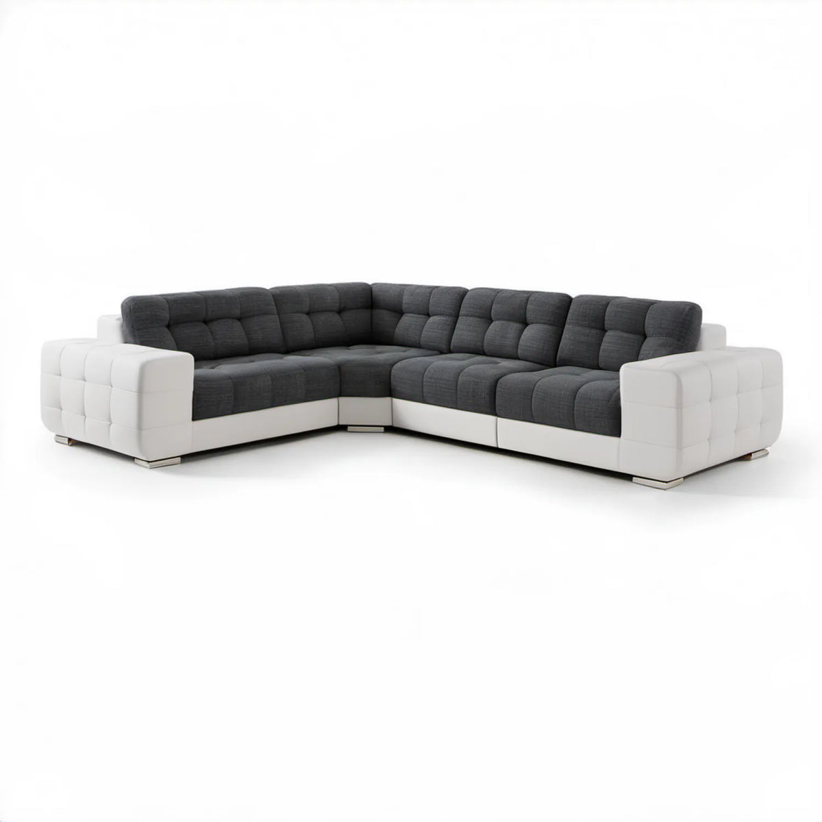 Modułowa sofa narożna w kształcie L, szaro-biała, 330 x 250 x 90 cm
