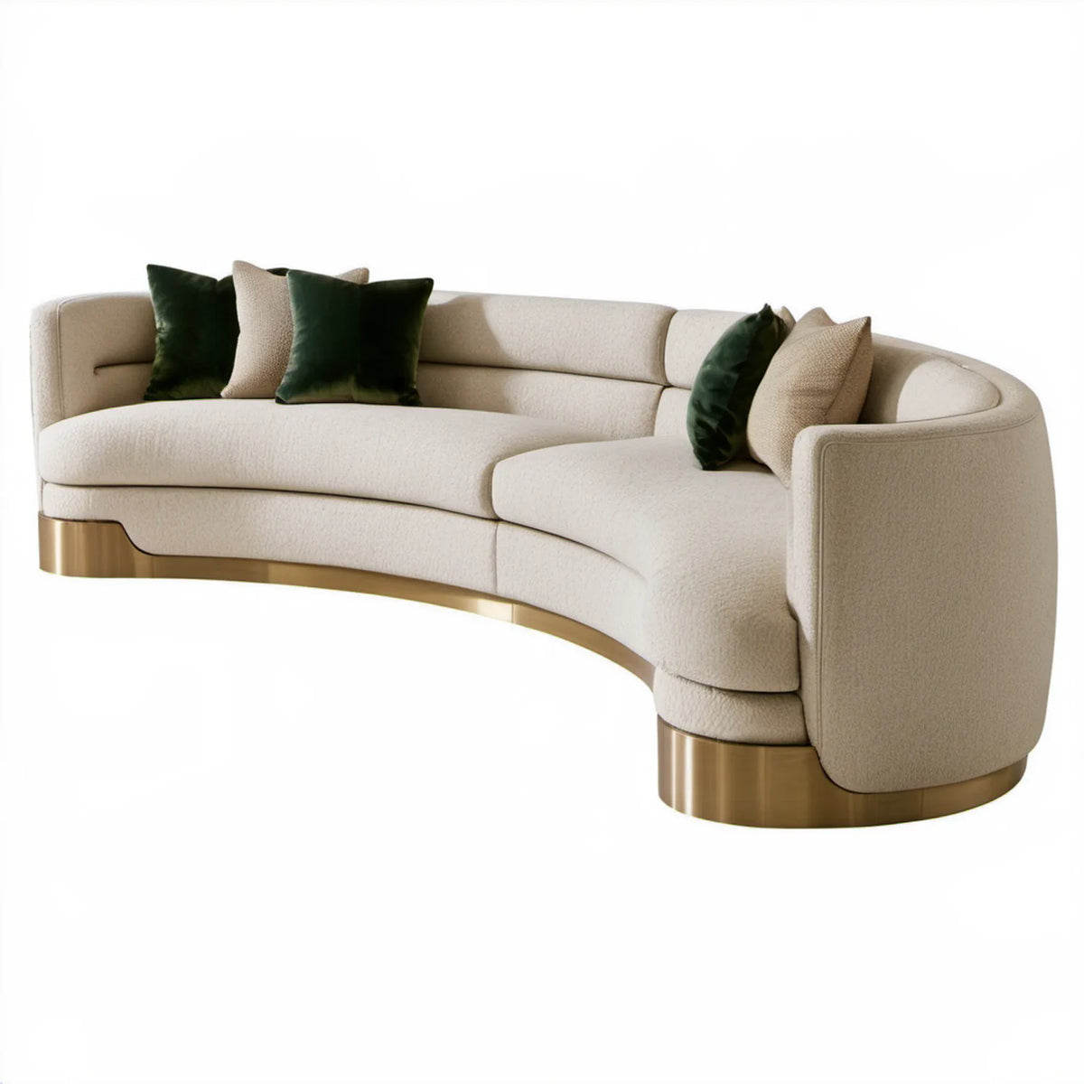 Łukowa sofa trzyosobowa bouclé kremowo-złota 300 × 115 × 78 cm