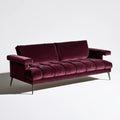 Trzyosobowa sofa z aksamitną tapicerką, bordowa/czarna, 220 x 92 x 86 cm
