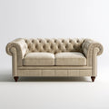Kremowa sofa dwuosobowa Chesterfield z aksamitu poliestrowego 170 x 90 x 78 cm