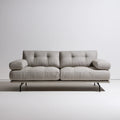 Dwuosobowa sofa tapicerowana jasnoszara z czarnymi nogami, 210 x 95 x 88 cm
