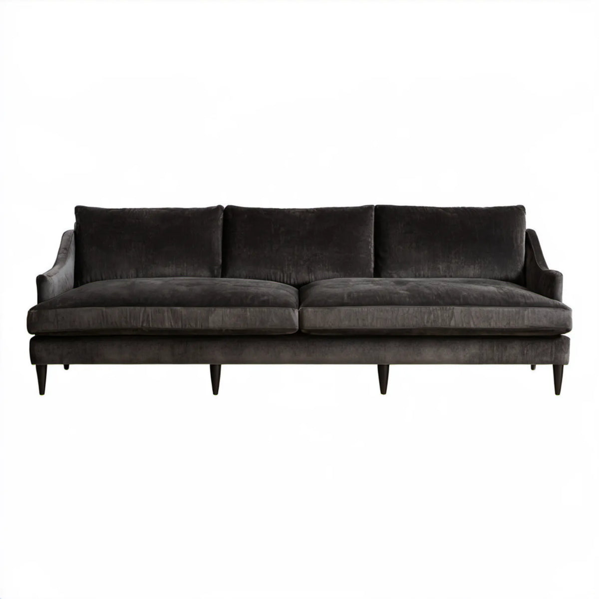 Trzyosobowa sofa z aksamitną tapicerką, antracytowo-czarna, 230 x 95 x 85 cm