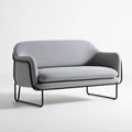 Szara dwuosobowa sofa z czarnymi płozami, 150 x 78 x 75 cm
