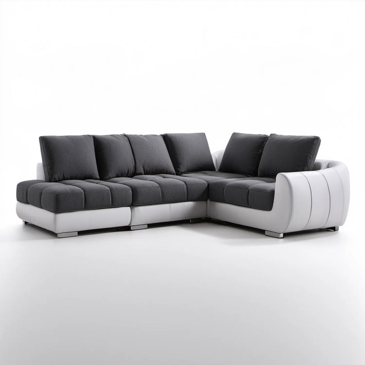 5-osobowa sofa modułowa w kształcie L, czarno-biała, 320 x 220 x 90 cm