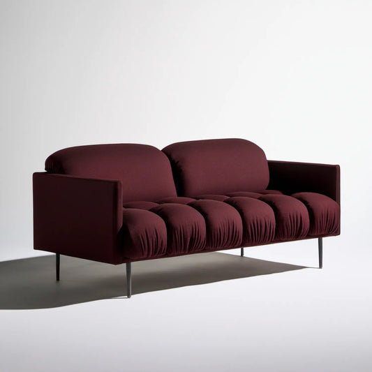 Dwuosobowa sofa bordowa z czarnymi nogami, 160 x 85 x 78 cm