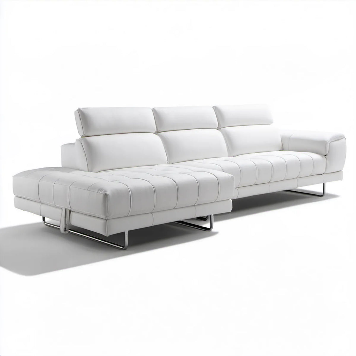 Biała sofa narożna lewostronna w kształcie L z tapicerką PU, 300 x 170 x 90 cm