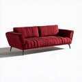 Trzyosobowa sofa z aksamitu poliestrowego, bordowa/czarna, 220 x 92 x 84 cm