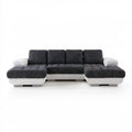 Modułowa sofa w kształcie U czarno-biało-srebrna 330 x 190 x 90 cm