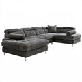 Modułowa sofa w kształcie U z dwoma szezlongami, ciemnoszara, 330 x 220 x 85 cm