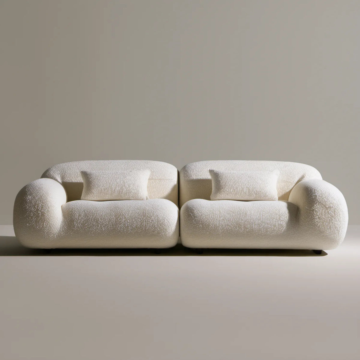 Kremowa sofa modułowa 2-osobowa bouclé 200 x 95 x 75 cm