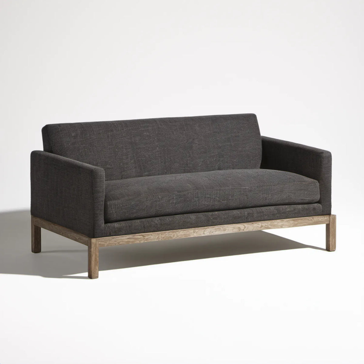 Dwuosobowa sofa grafitowa z tapicerką poliestrową i drewnianym stelażem 140 × 80 × 80 cm