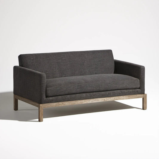 Dwuosobowa sofa grafitowa z tapicerką poliestrową i drewnianym stelażem 140 × 80 × 80 cm