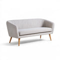 Dwuosobowa sofa zaokrąglona jasnoszara z drewnianymi nóżkami 160 x 78 x 76 cm
