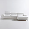 Biała sofa narożna prawostronna z szezlongiem, tapicerka PU, 280 x 165 x 92 cm
