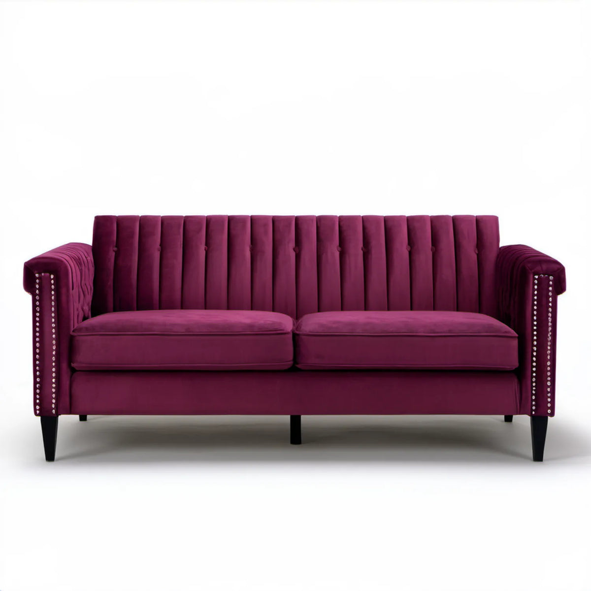 Dwuosobowa sofa welurowa bordowa 160 x 85 x 82 cm