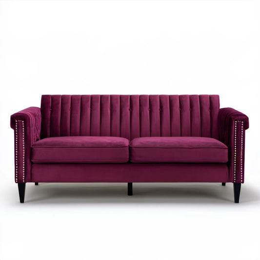 Dwuosobowa sofa welurowa bordowa 160 x 85 x 82 cm