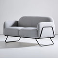 Dwuosobowa sofa z tapicerką poliestrową, jasnoszara/czarna, 160 × 85 × 78 cm