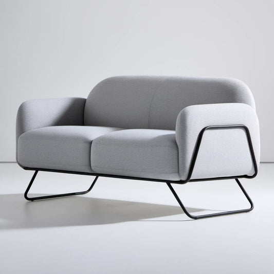 Dwuosobowa sofa z tapicerką poliestrową, jasnoszara/czarna, 160 × 85 × 78 cm