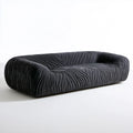 Czarna owalna sofa trzyosobowa z weluru poliestrowego 230 x 100 x 72 cm