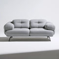 Dwuosobowa sofa tapicerowana jasnoszara z czarnymi stalowymi nogami, 180 × 90 × 83 cm