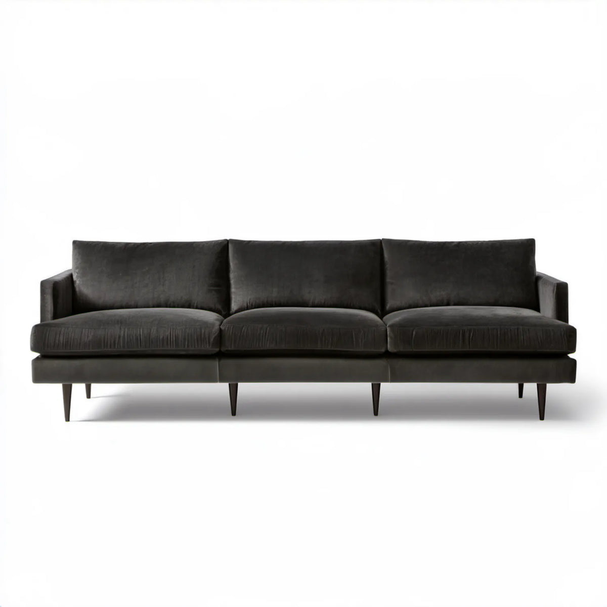 Czarna sofa trzyosobowa z welurową tapicerką poliestrową 230 x 90 x 84 cm