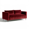 Dwuosobowa sofa z aksamitu poliestrowego, bordowa, 180 x 90 x 78 cm