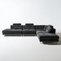 Prawostronna sofa narożna z szezlongiem, sztruksowa, grafitowa, 300 x 190 x 85 cm