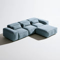 Modułowa sofa narożna 3-osobowa z prawostronnym szezlongiem, niebieskoszara, 300 x 165 x 82 cm